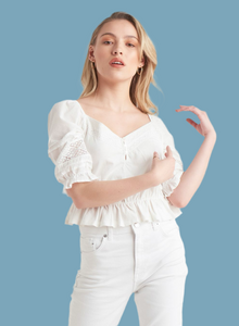 DEX Lace Trim Ruffle Top