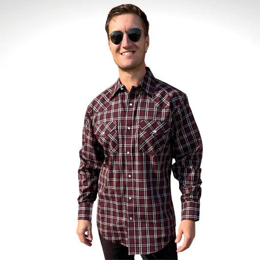 M MWG LS Snap Button Tall Current Plaid