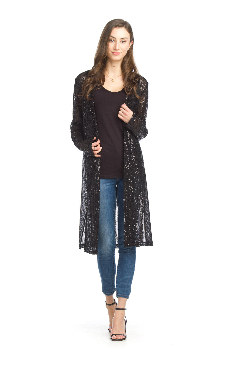 L Papillon Sequin Stretch Cardigan