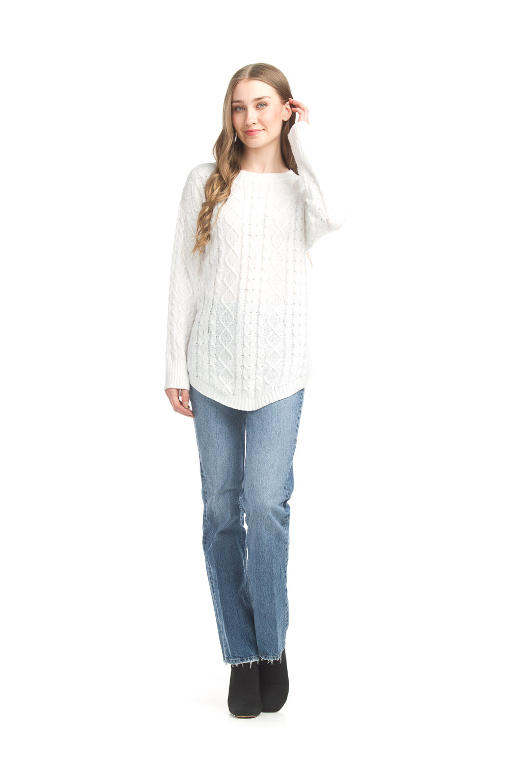 L Papillon Cable Sweater Cream