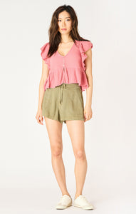 Dex Flutter Sleeve V-Neck Top