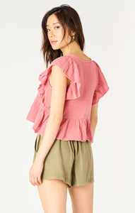 Dex Flutter Sleeve V-Neck Top