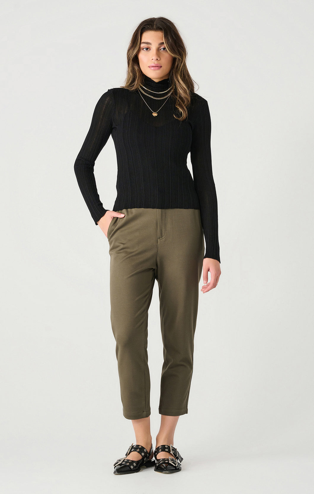 Dex Mock Neck Ribbed Top