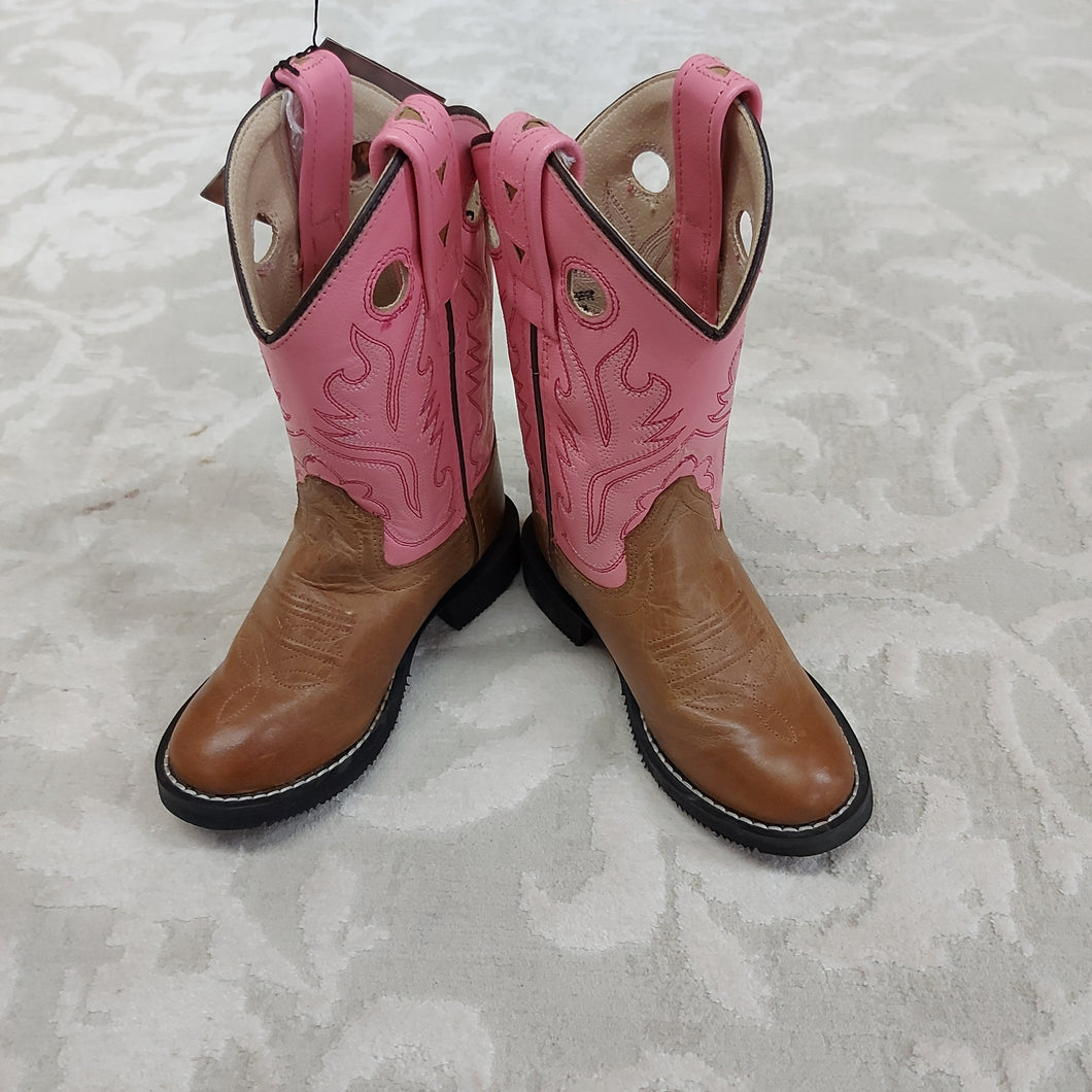 Old West Cowboy Boots - Pink & Brown
