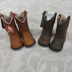 Old West Tubbies Cowboy Boots - Dark Brown and Light Brown