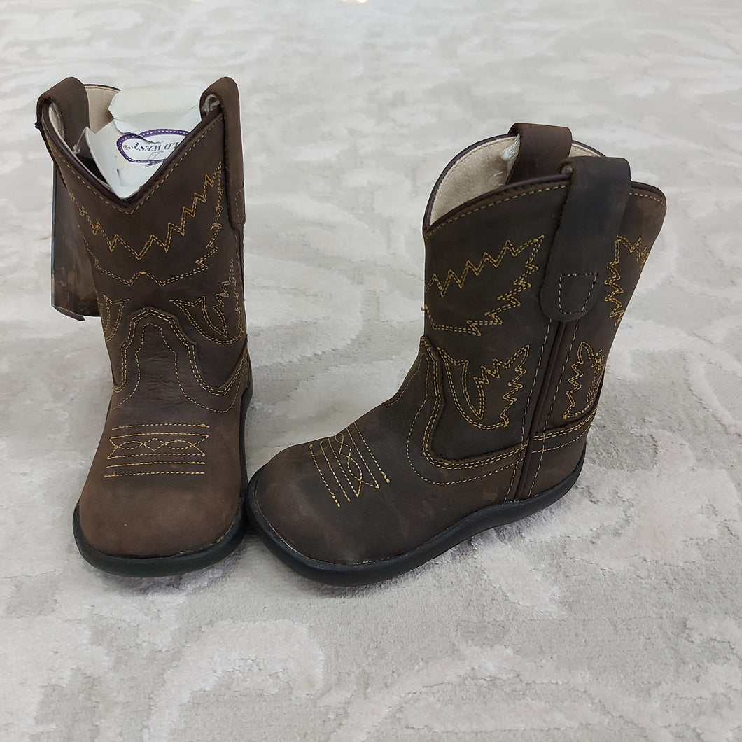 Old West Tubbies Cowboy Boots - Dark Brown and Light Brown