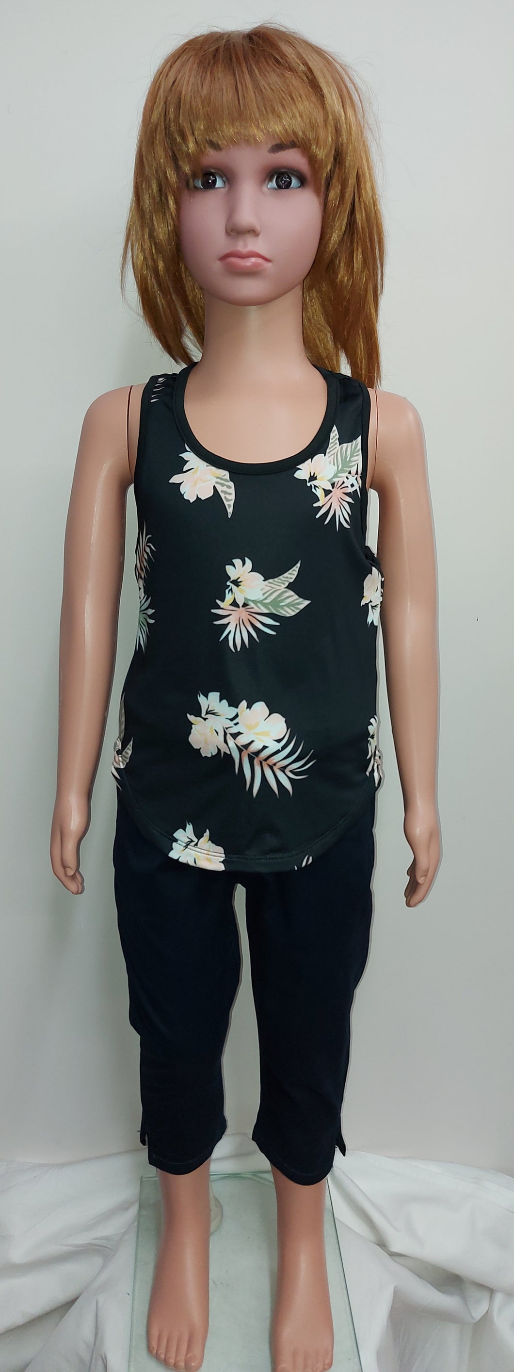 MID Girls Flower and Black Tank Top