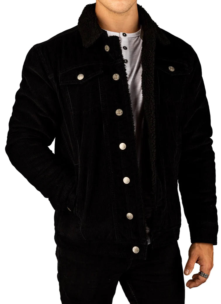 Silver Corduroy Jacket With Sherpa Lining