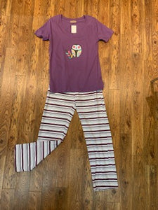 Claudia 2 Piece Short Sleeve Purple Owl Pyjama Set