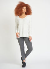 Load image into Gallery viewer, Dex Long Sleeved V-Neck Tee With Side Slits - Ivory Black
