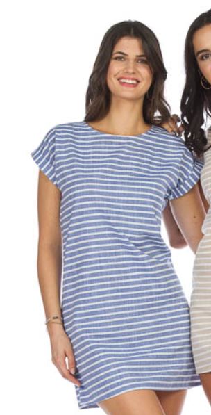 Papillon Striped Cotton Short Sleeve Dress