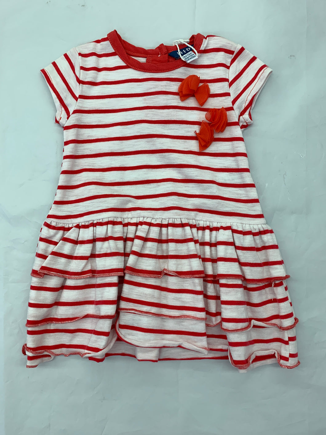 MID Short Sleeve Dress Striped/Flowers