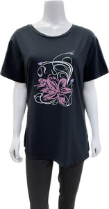 Nass Black Tee With Flower