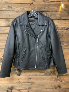 Canadian Motorcycle Co Leather Jacket Elastic Waist