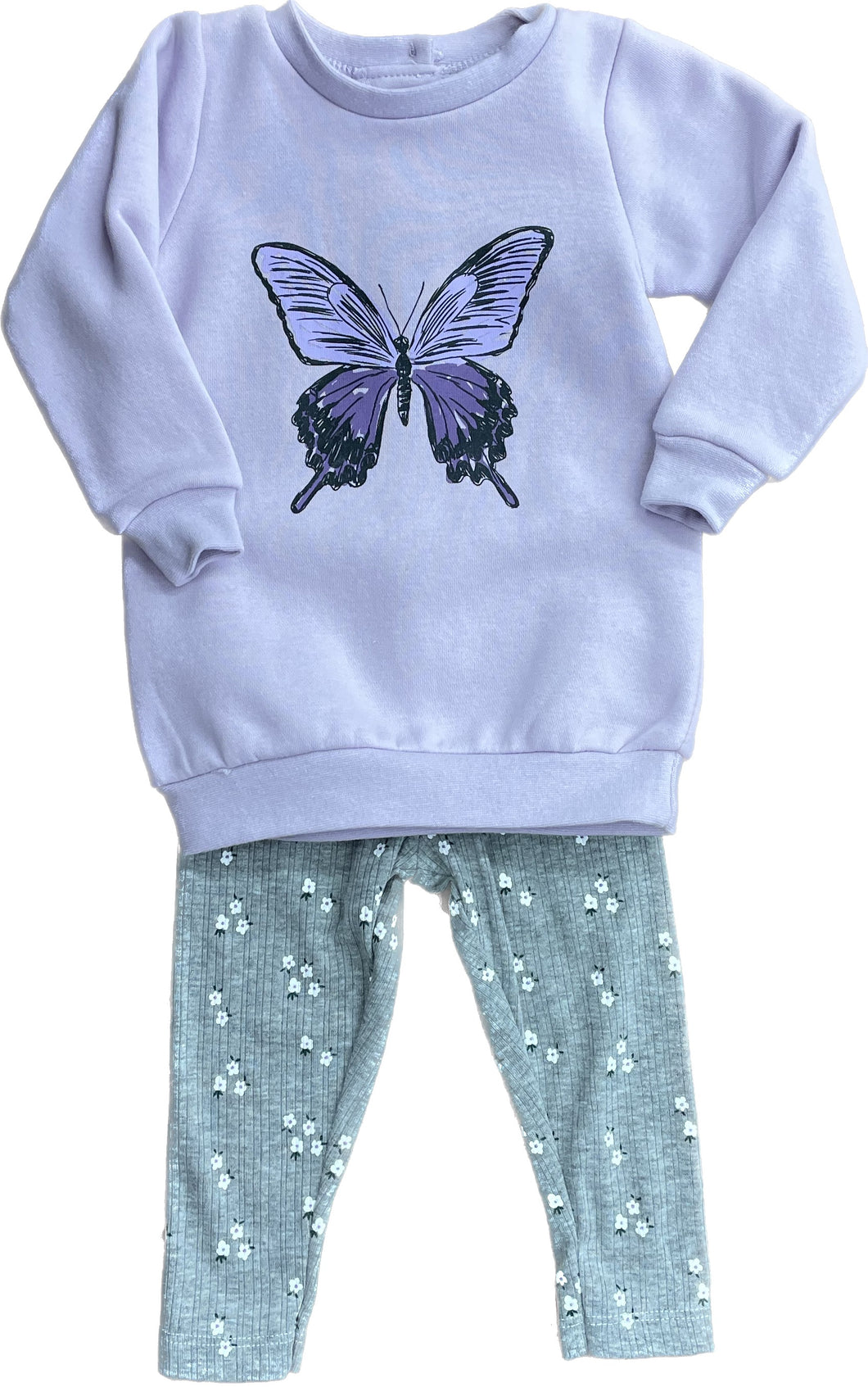 MID 2pc Tunic and Pant Purple Butterfly