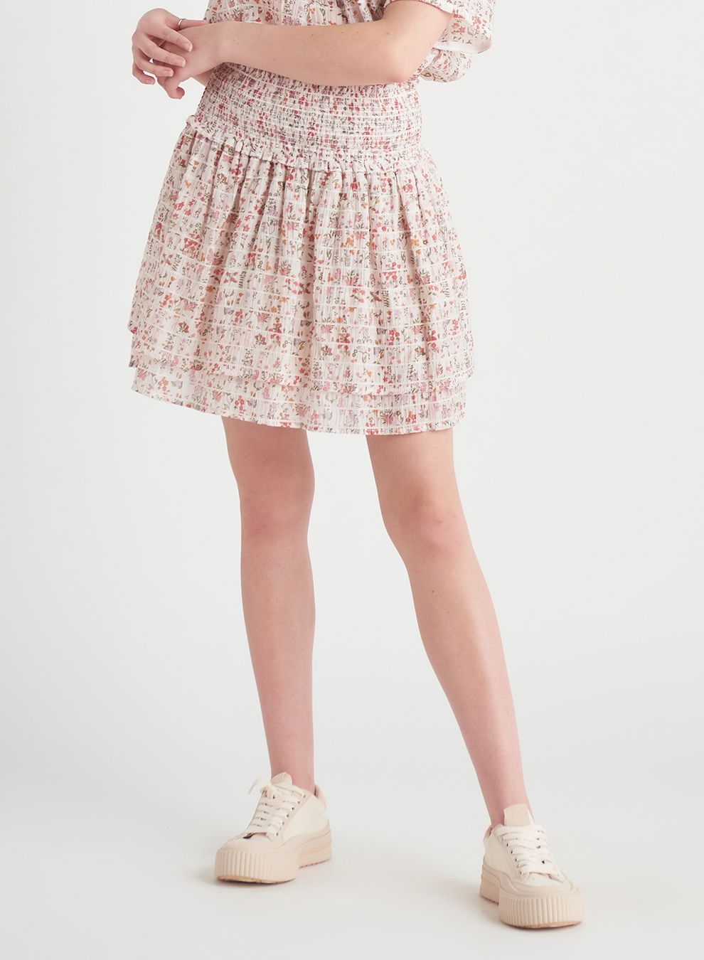 DEX Elastic Waist Tiered Mini Skirt