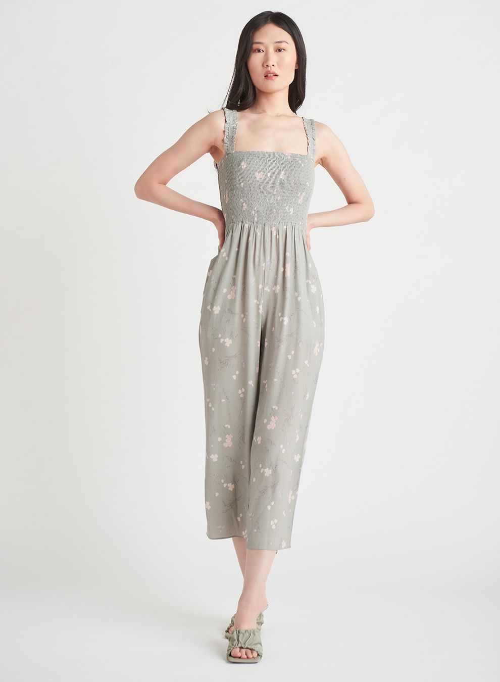 DEX Smocked Wide Leg Jumpsuit