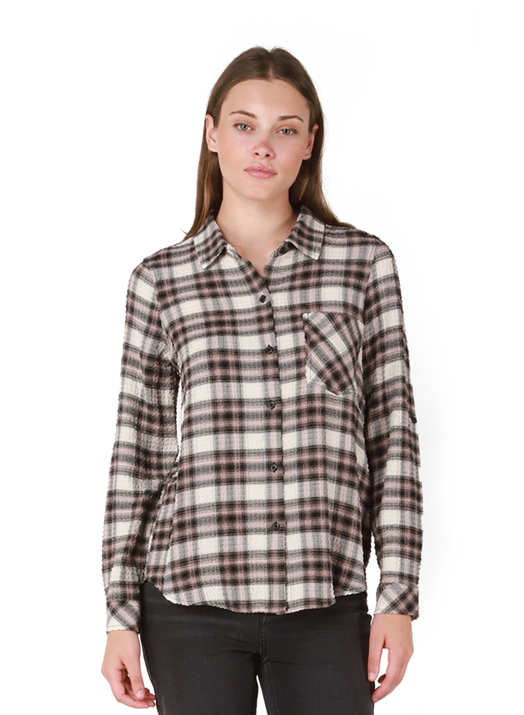 Dex Button Front Plaid Shirt